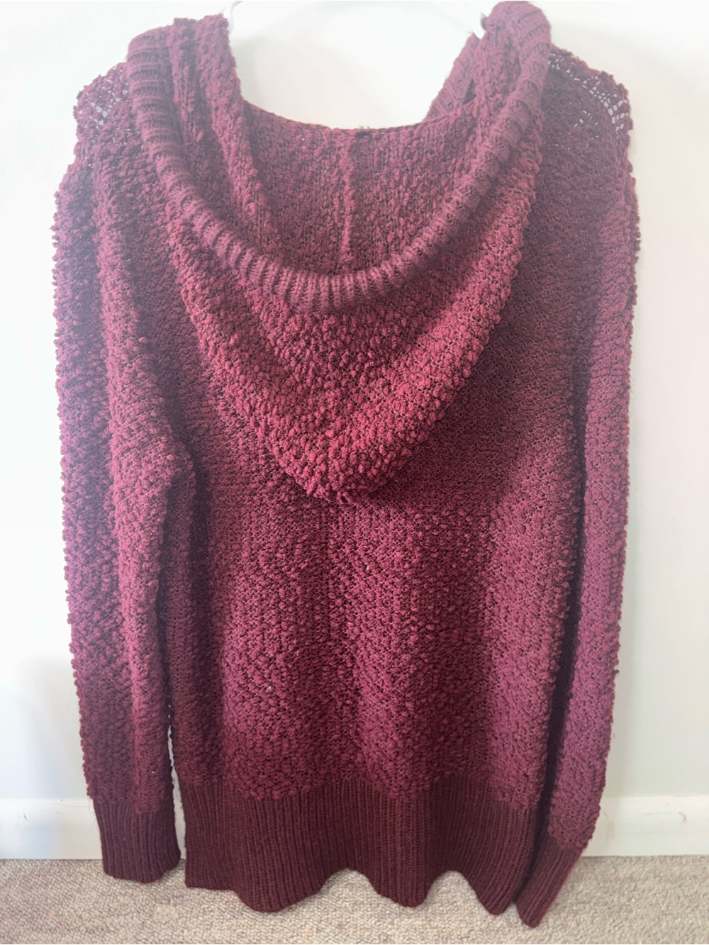 GreenTea Women's Hooded Knit Sweater in Burgundy - Picture 2 of 2